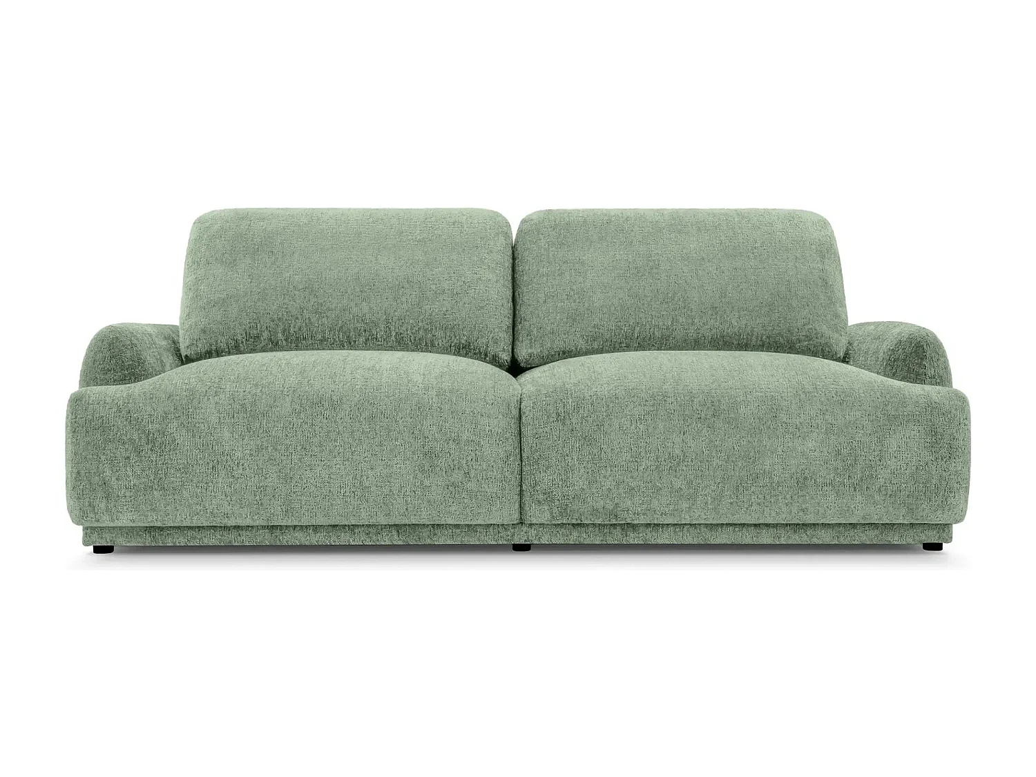 CLAUDIA - Canapé droit convertible tissu chenille 3 places - Vert