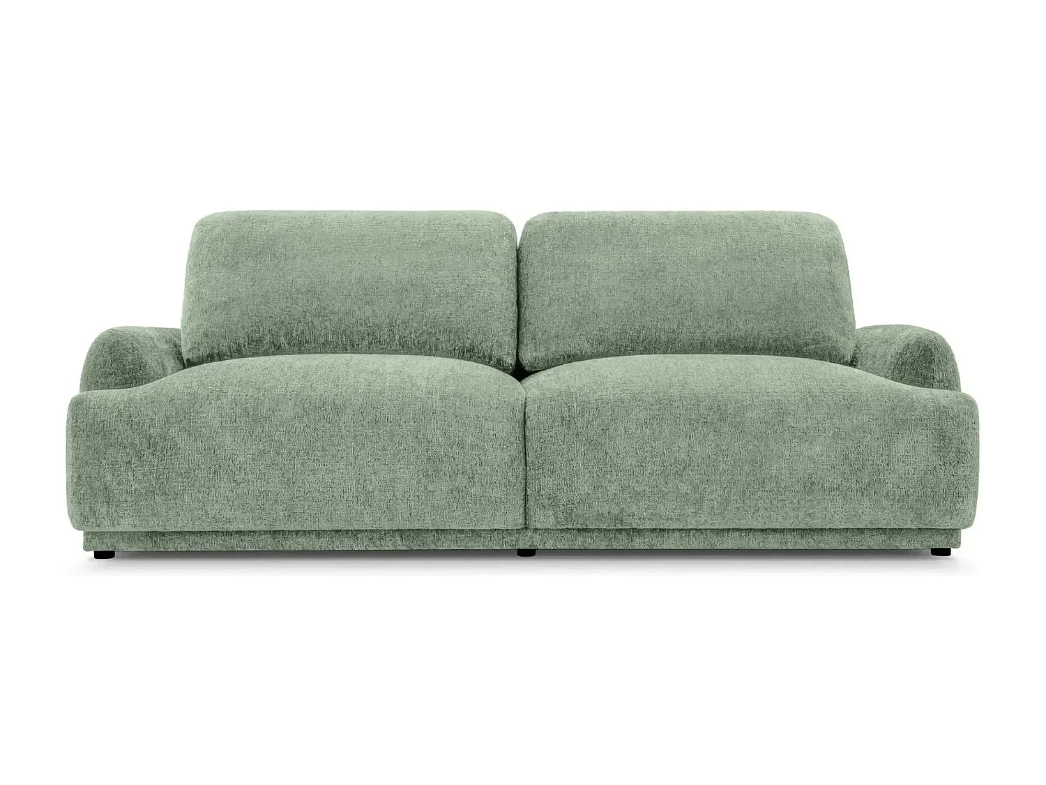 CLAUDIA - Canapé droit convertible tissu chenille 3 places - Vert