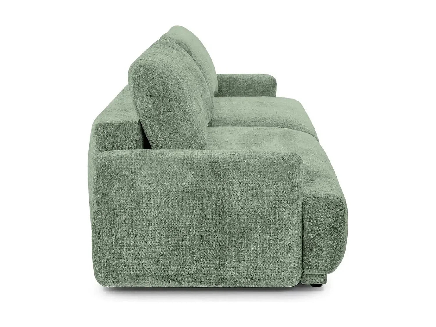 CLAUDIA - Canapé droit convertible tissu chenille 3 places - Vert