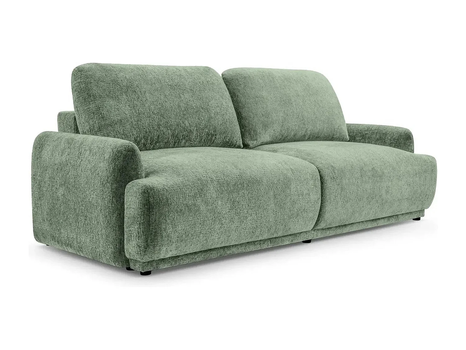 CLAUDIA - Canapé droit convertible tissu chenille 3 places - Vert
