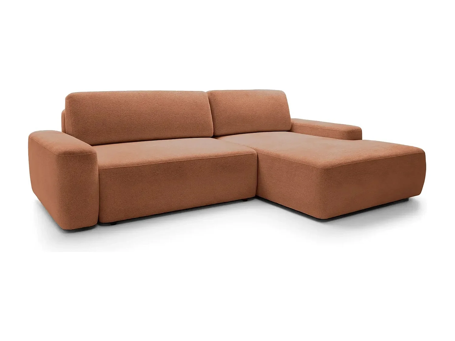 IVY - Canapé d'angle convertible tissu chiné 4 places - Terracotta - Droit