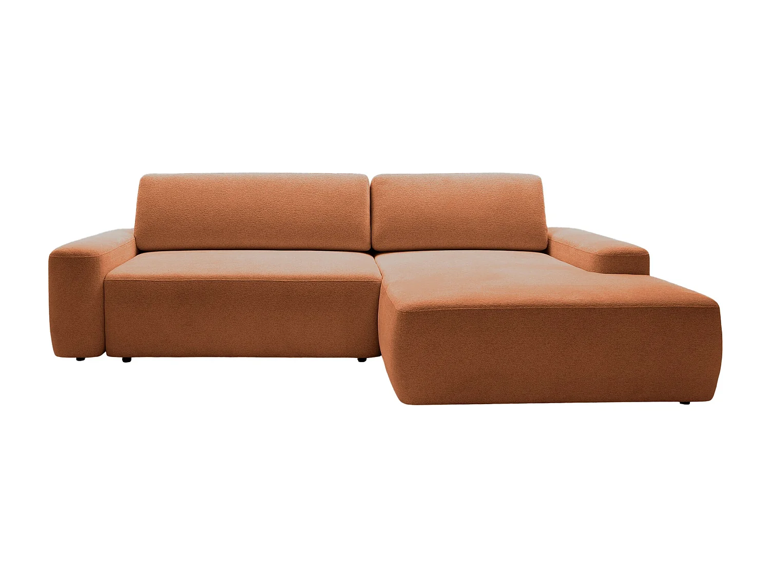 IVY - Canapé d'angle convertible tissu chiné 4 places - Terracotta - Droit