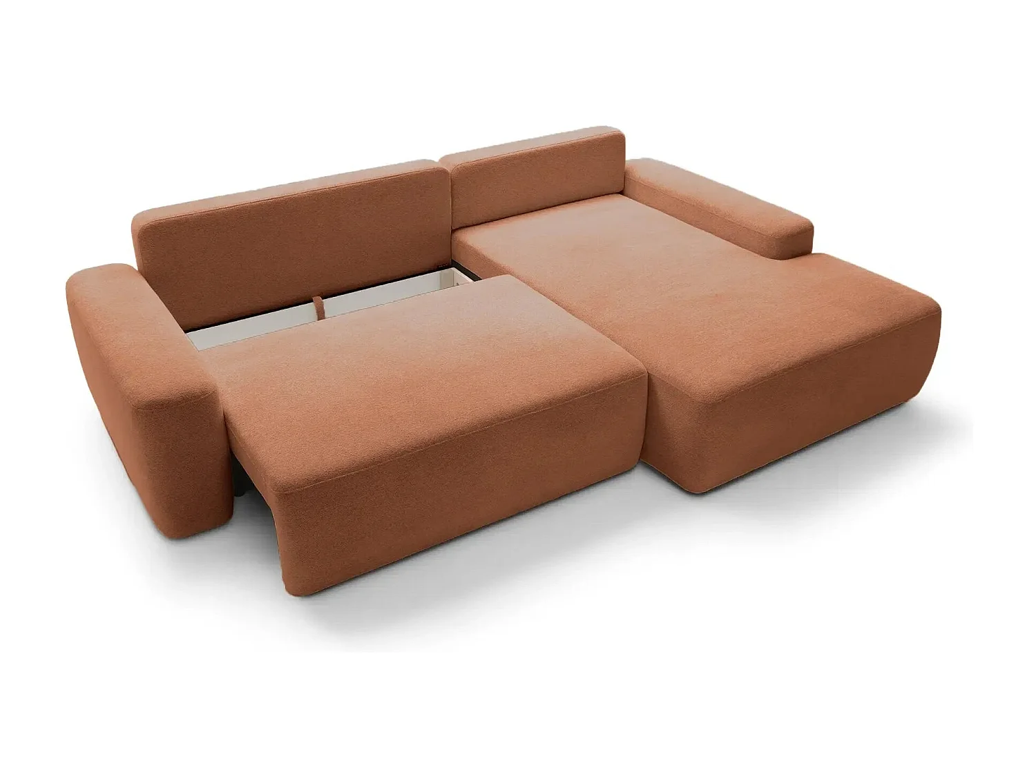 IVY - Canapé d'angle convertible tissu chiné 4 places - Terracotta - Droit