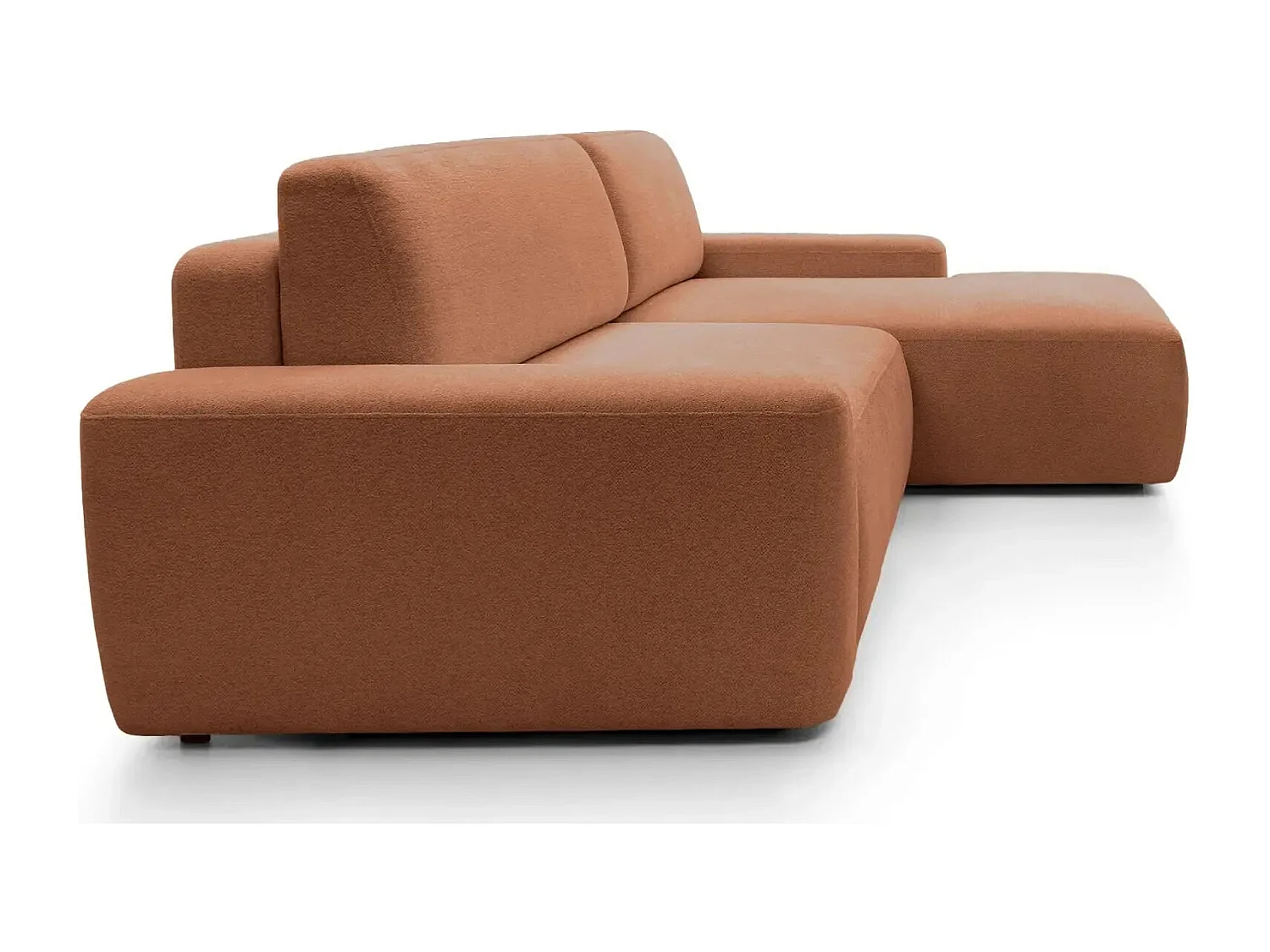 IVY - Canapé d'angle convertible tissu chiné 4 places - Terracotta - Droit