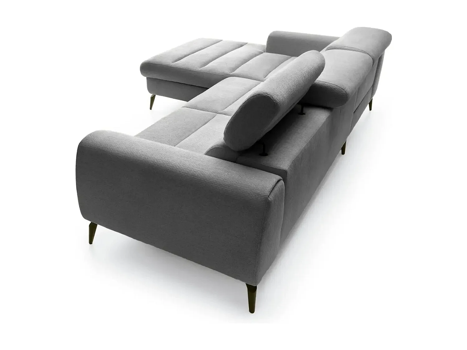 CLOVIS - Canapé d'angle convertible tissu chiné 4 places - Gris - Gauche