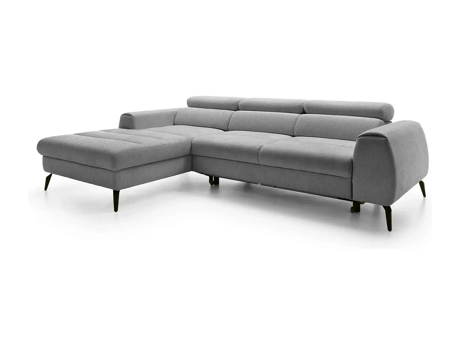 CLOVIS - Canapé d'angle convertible tissu chiné 4 places - Gris - Gauche