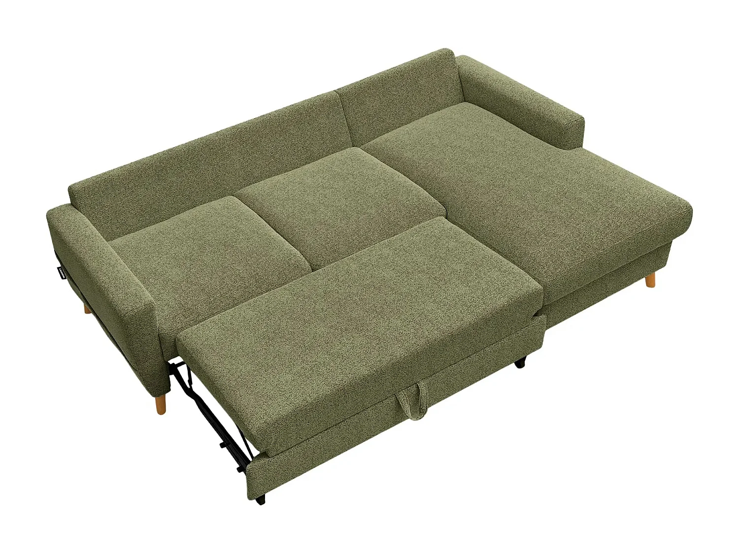 GASPARD - Canapé d'angle convertible tissu bouclette 4 places - Vert - Gauche