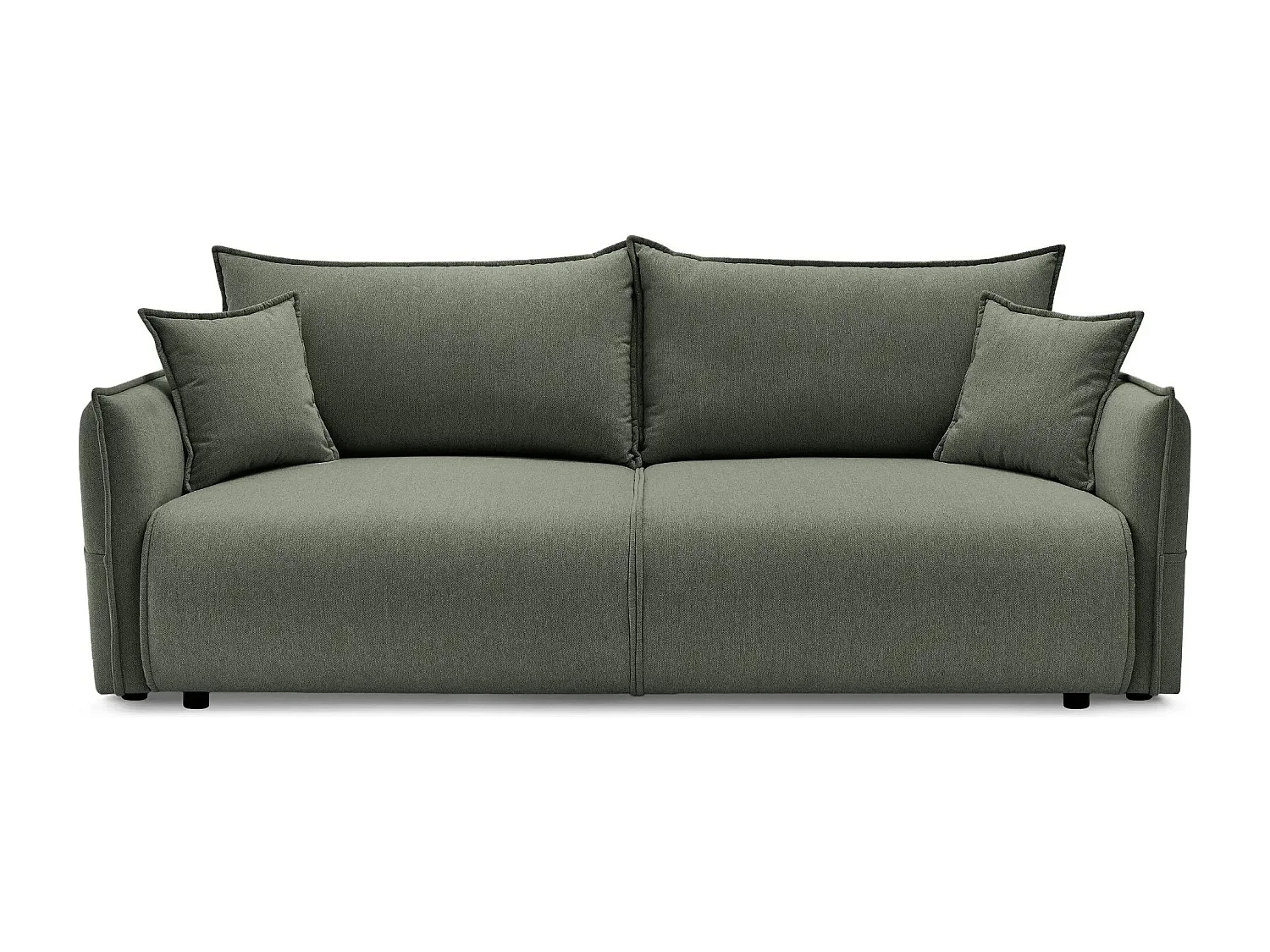 CAROLINA - Canapé droit convertible tissu chiné 3 places - Vert