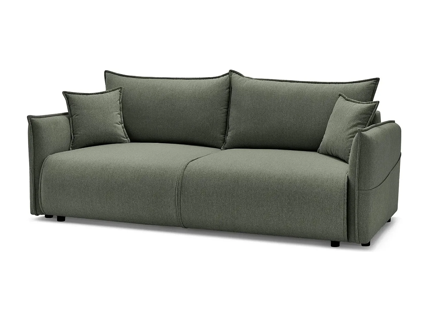 CAROLINA - Canapé droit convertible tissu chiné 3 places - Vert