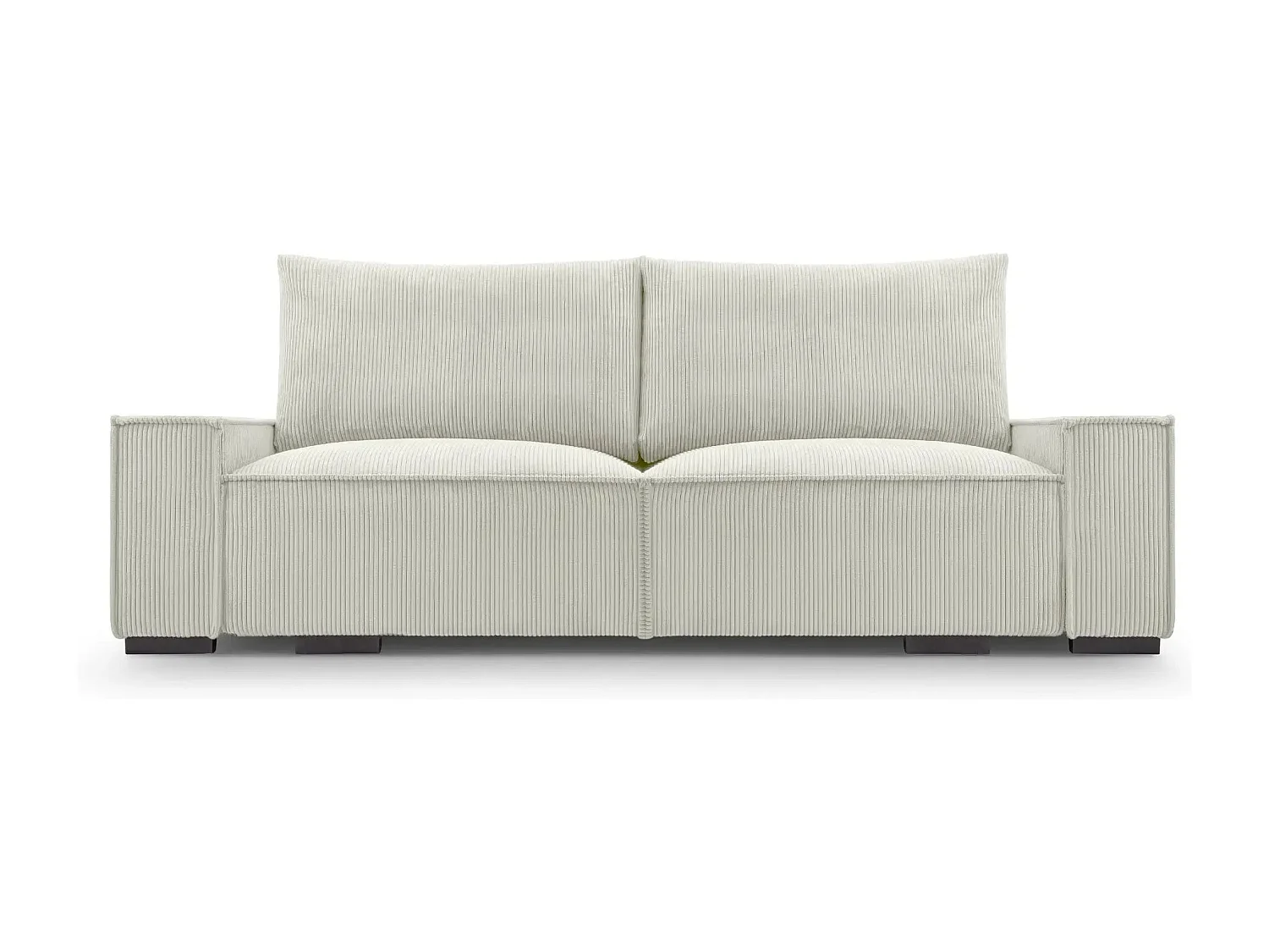 CLARY - Canapé droit convertible velours côtelé 2 places - Beige