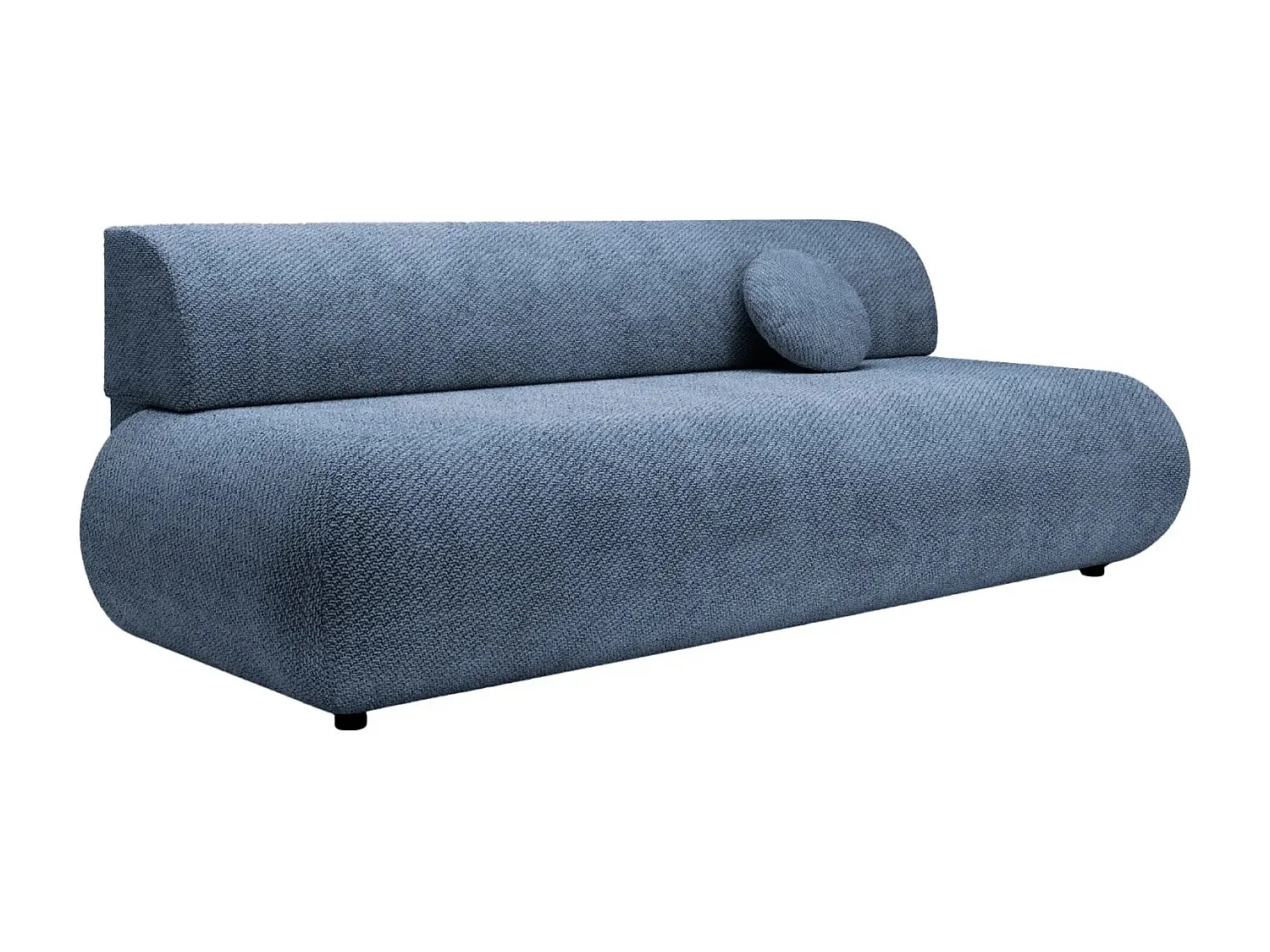 LEVI - Canapé droit convertible tissu lisse 2 places - Bleu