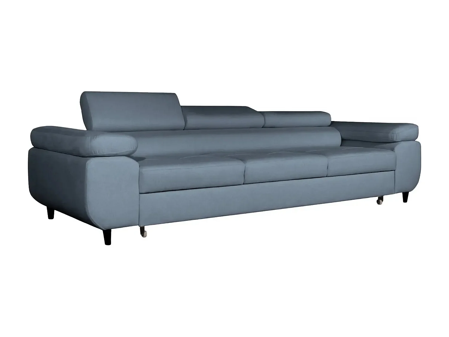 CHARLIE - Canapé droit convertible tissu chiné 3 places - Bleu