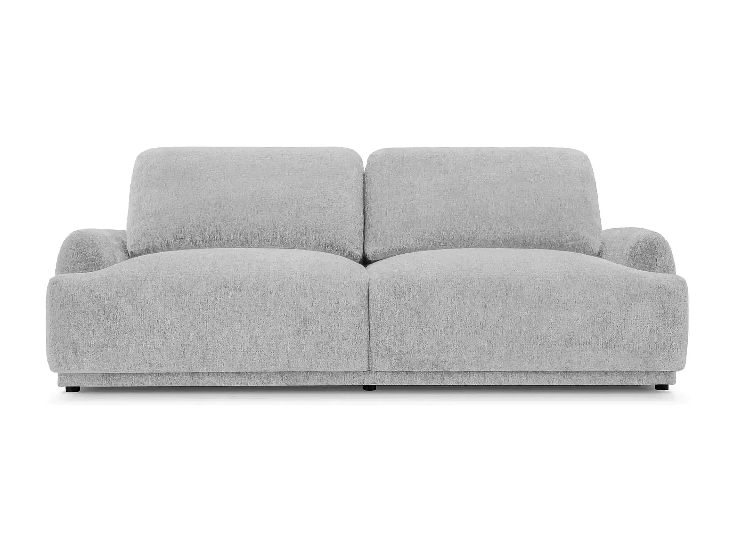 CLAUDIA - Canapé droit convertible tissu chenille 3 places - Gris clair