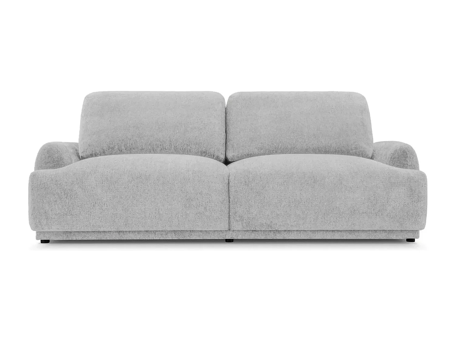 CLAUDIA - Canapé droit convertible tissu chenille 3 places - Gris clair