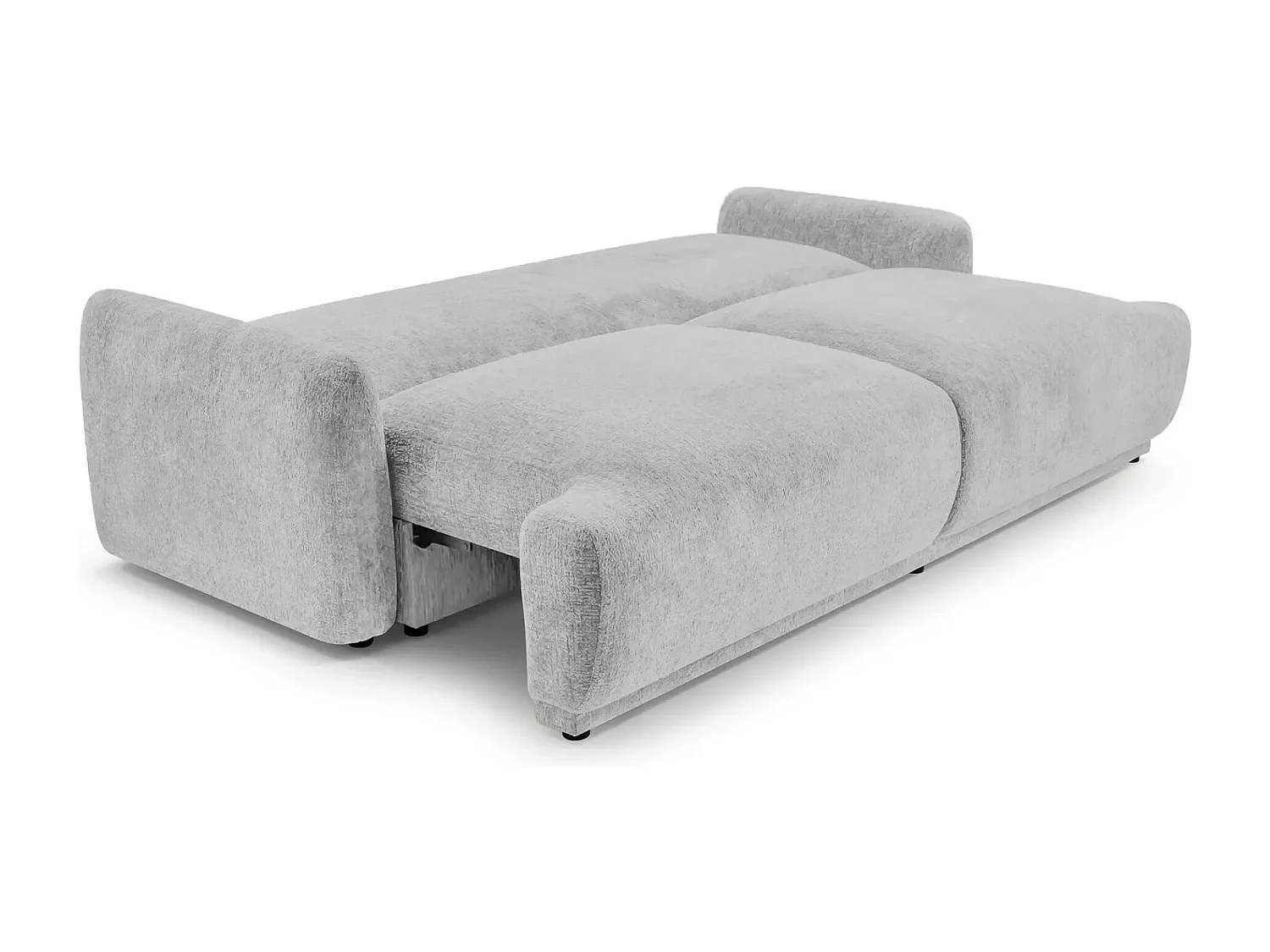 CLAUDIA - Canapé droit convertible tissu chenille 3 places - Gris clair