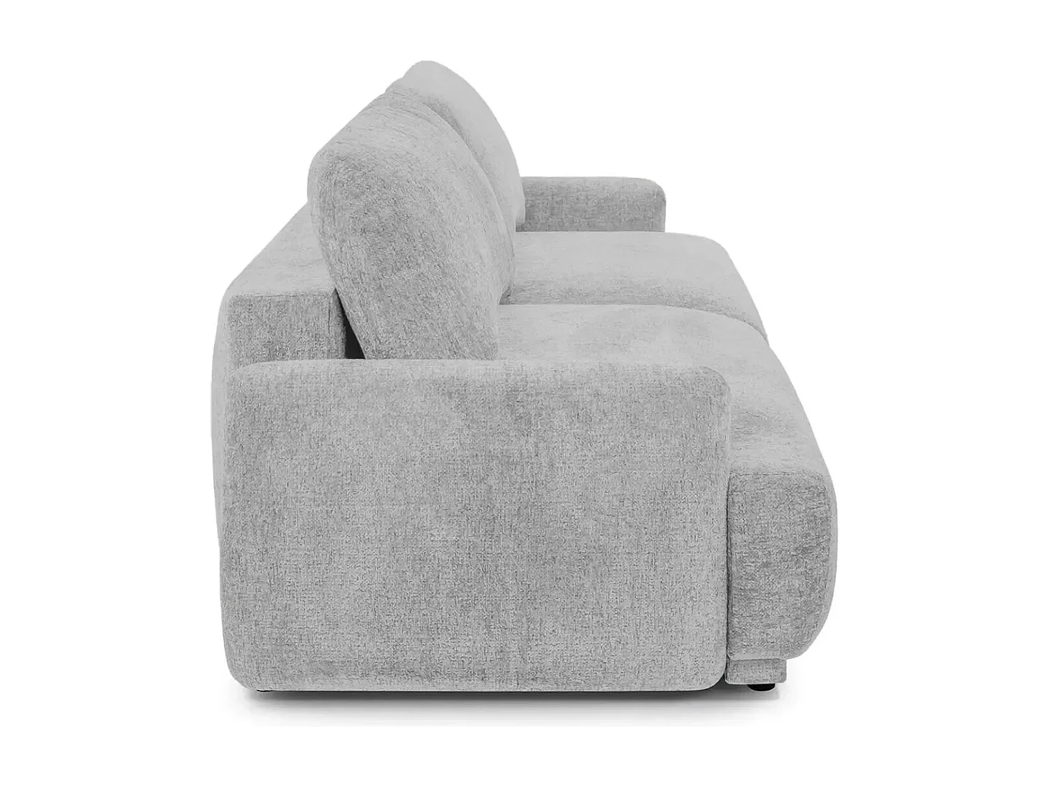 CLAUDIA - Canapé droit convertible tissu chenille 3 places - Gris clair