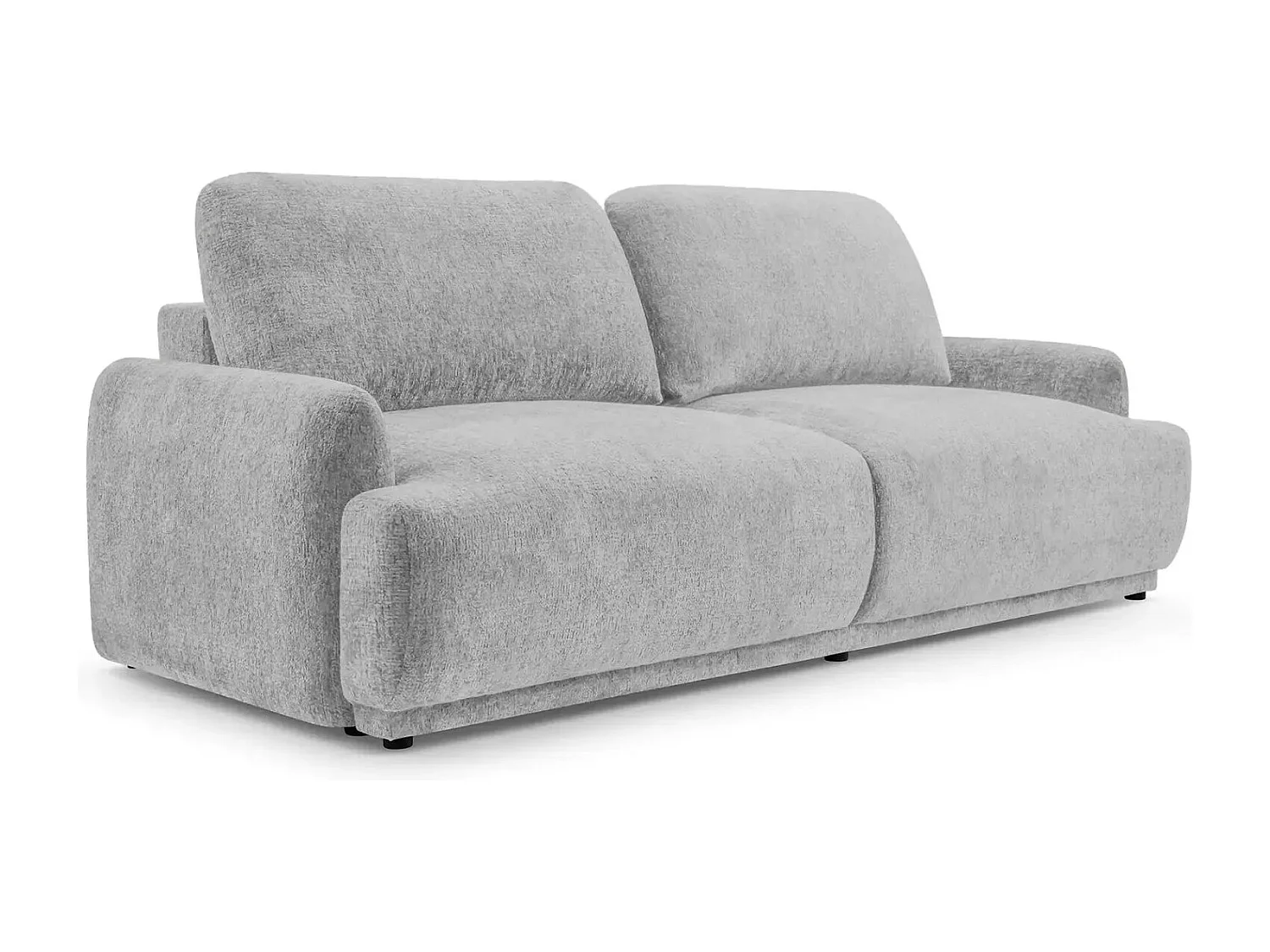 CLAUDIA - Canapé droit convertible tissu chenille 3 places - Gris clair