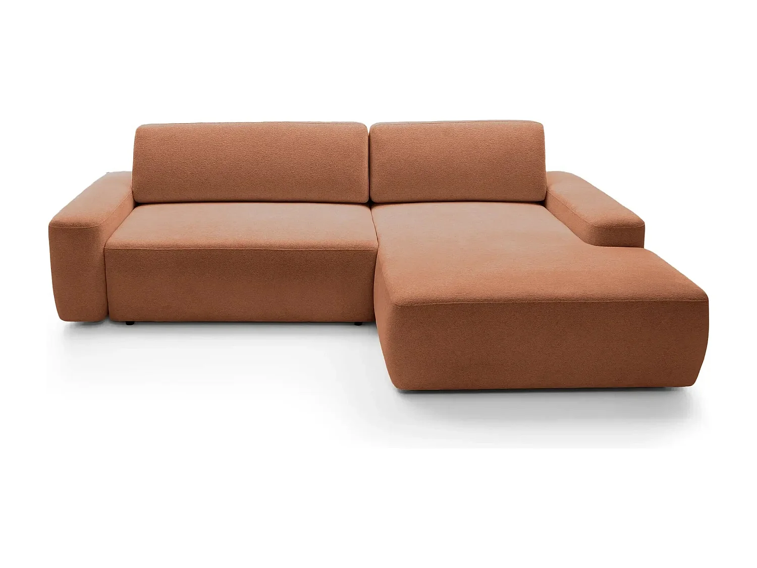 IVY - Canapé d'angle convertible tissu chiné 4 places - Terracotta - Gauche