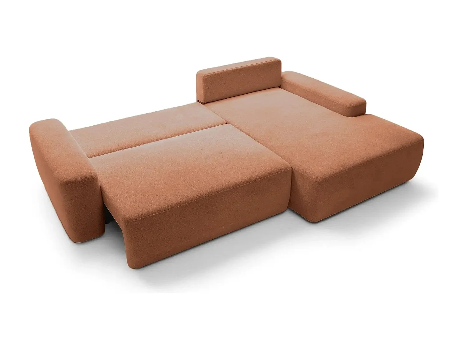 IVY - Canapé d'angle convertible tissu chiné 4 places - Terracotta - Gauche