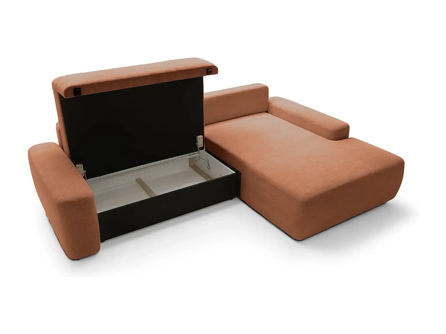 IVY - Canapé d'angle convertible tissu chiné 4 places - Terracotta - Gauche