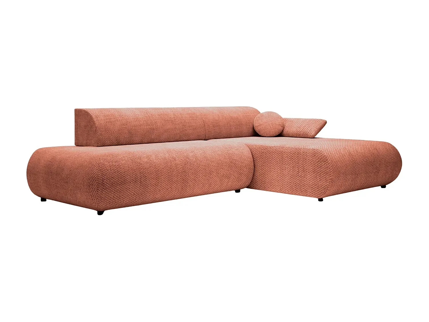 LEVI - Canapé d'angle convertible tissu lisse 3 places - Terracotta - Droit