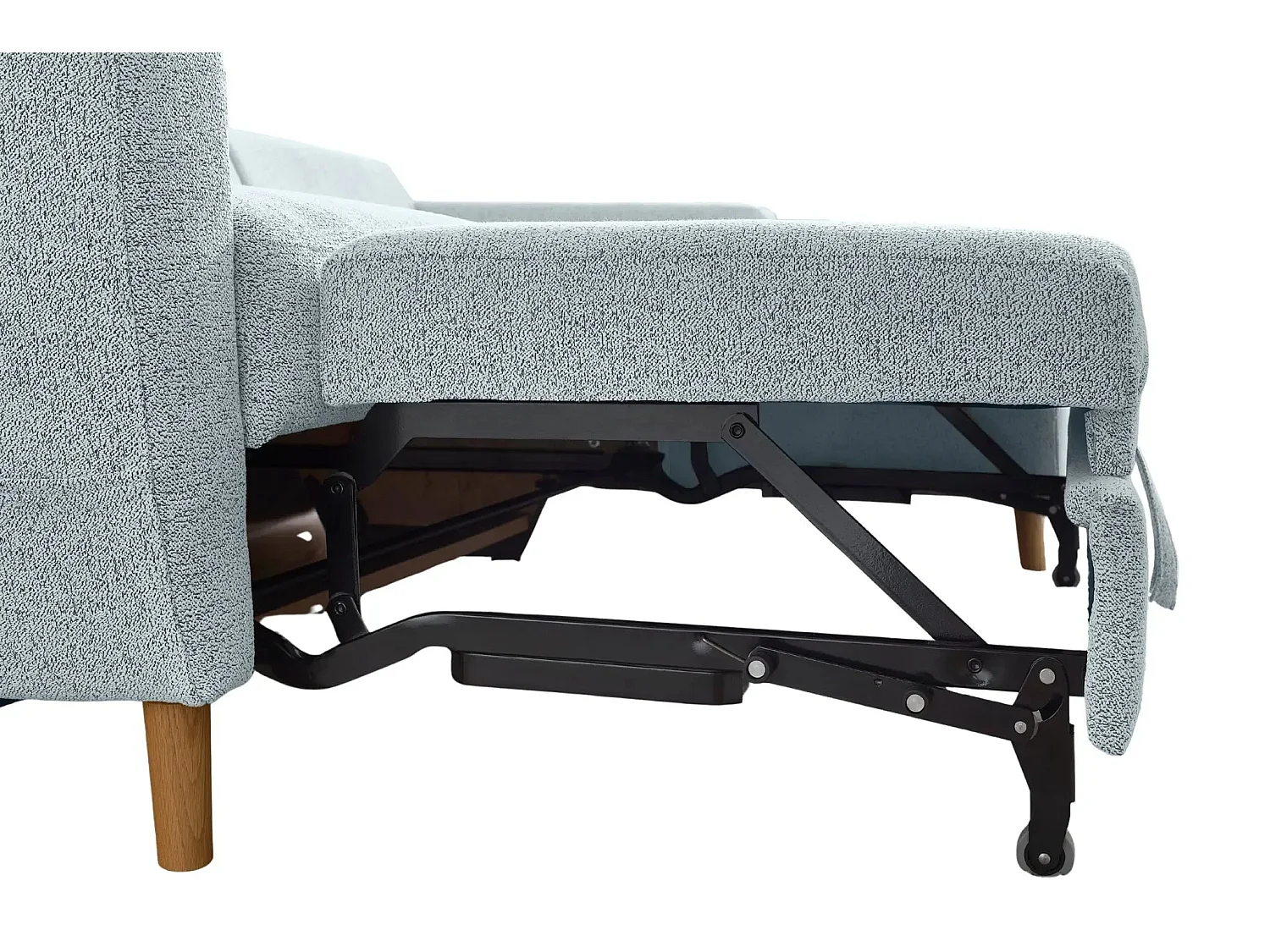 GASPARD - Canapé d'angle convertible tissu bouclette 4 places - Bleu - Droit