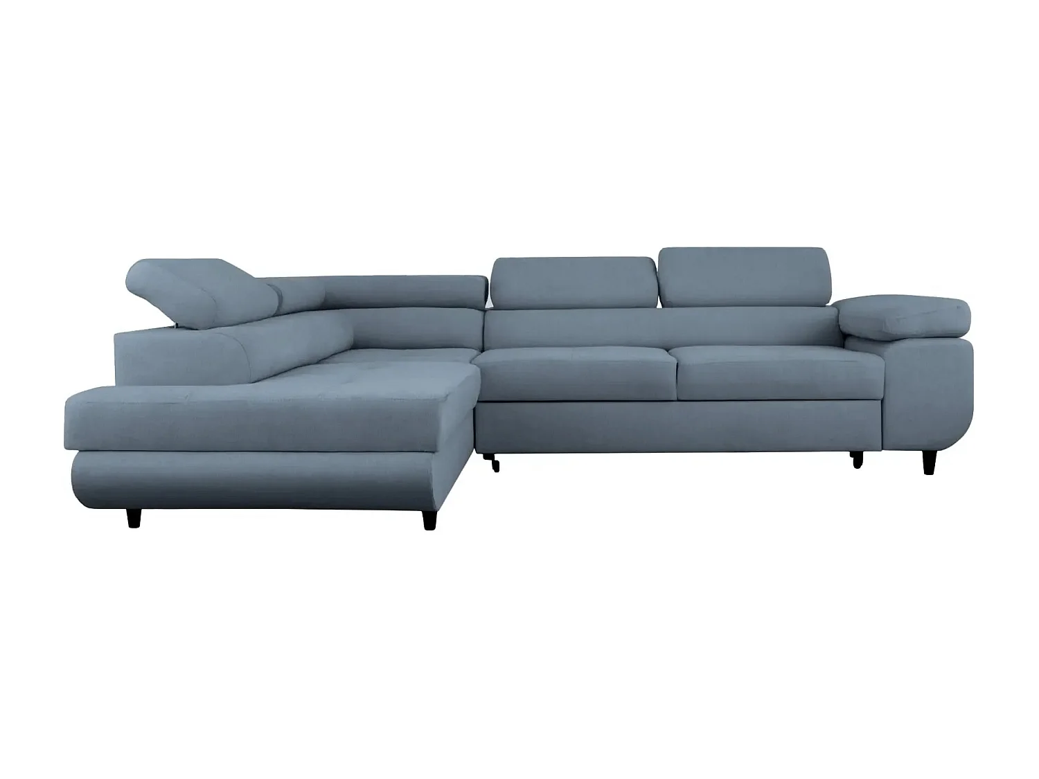 CHARLIE L - Canapé d'angle convertible tissu lisse 4 places - Bleu - Gauche