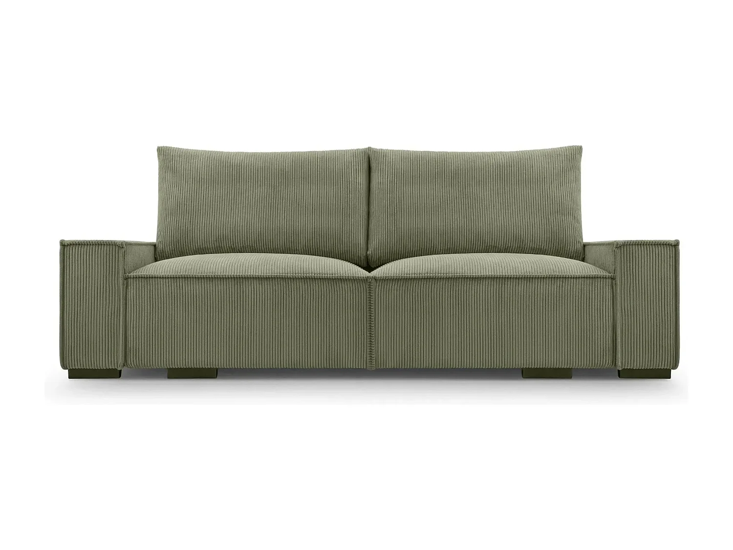 CLARY - Canapé droit convertible velours côtelé 2 places - Vert