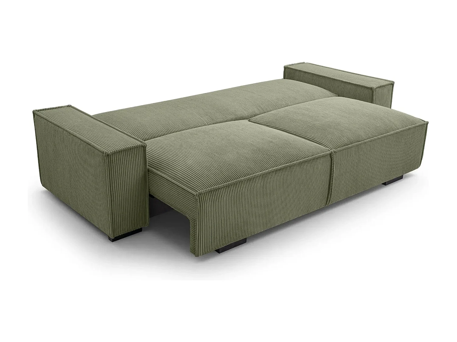 CLARY - Canapé droit convertible velours côtelé 2 places - Vert