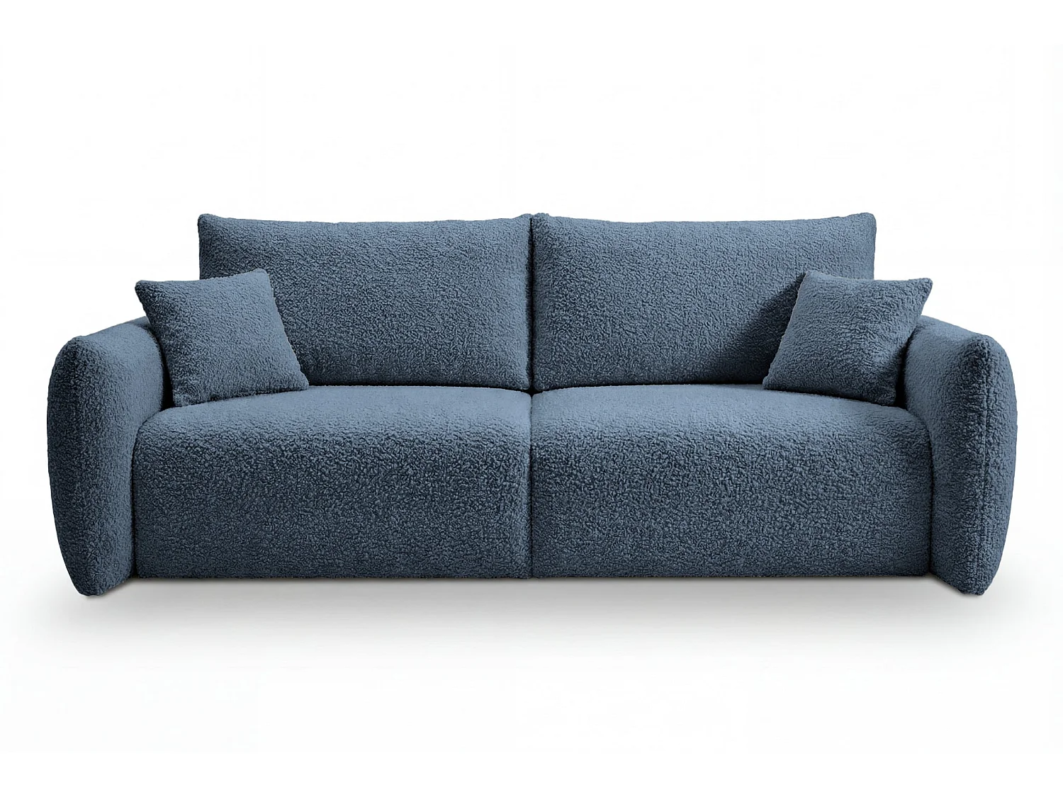 ELIO - Canapé convertible tissu bouclette 3 places - Bleu