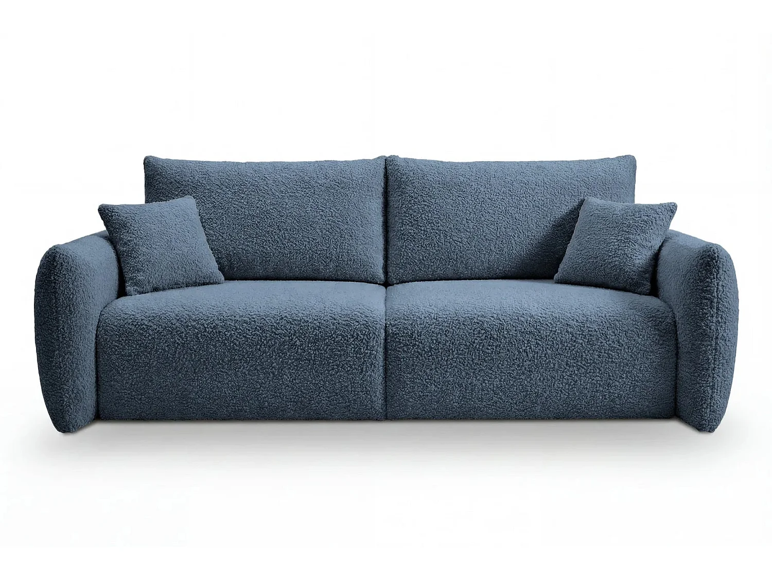 ELIO - Canapé convertible tissu bouclette 3 places - Bleu