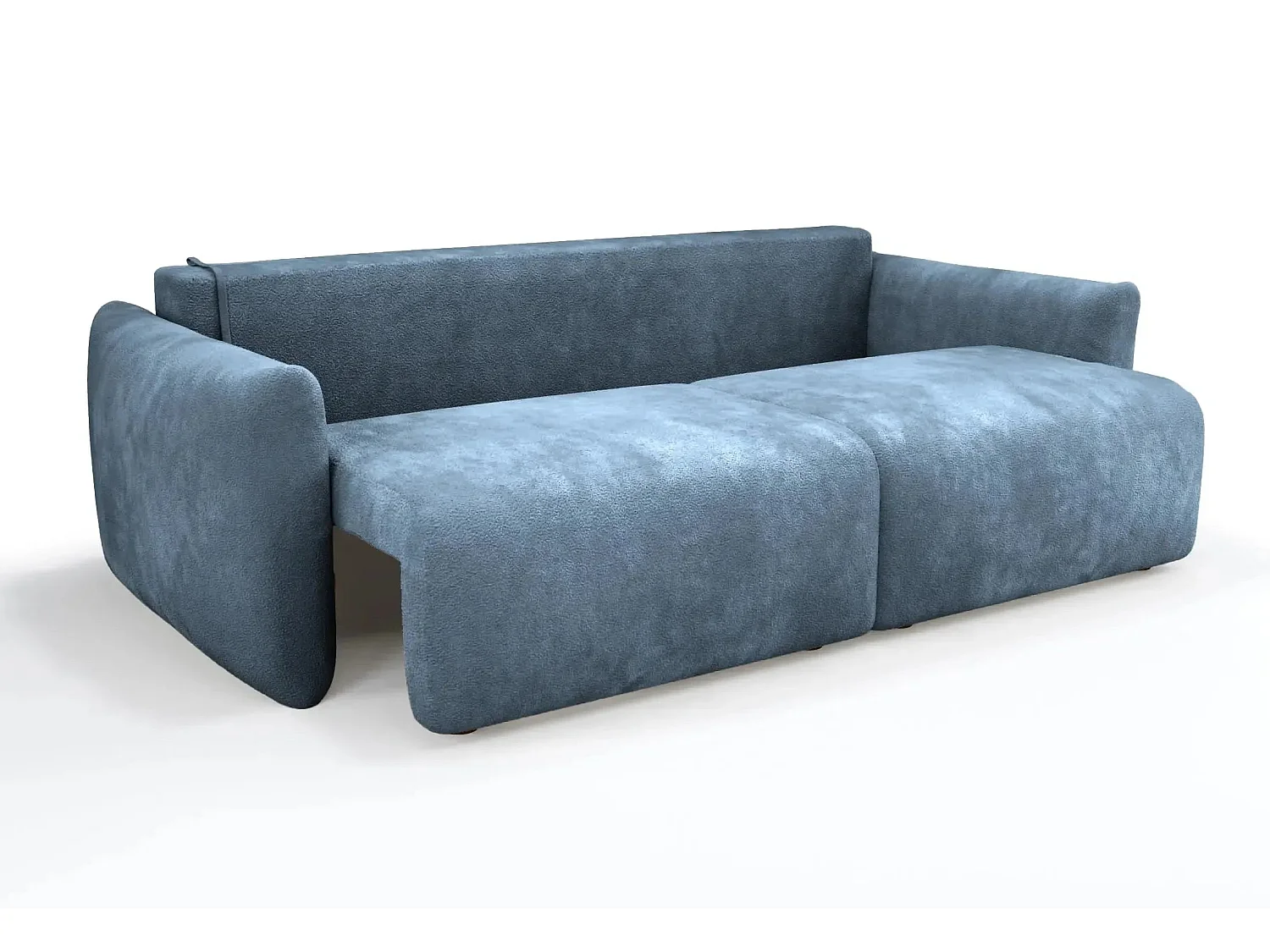 ELIO - Canapé convertible tissu bouclette 3 places - Bleu