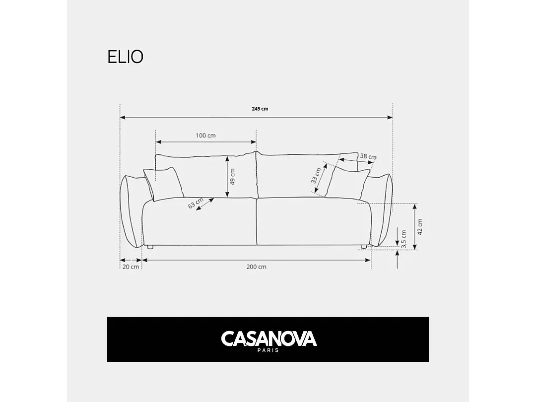 ELIO - Canapé convertible tissu bouclette 3 places - Bleu