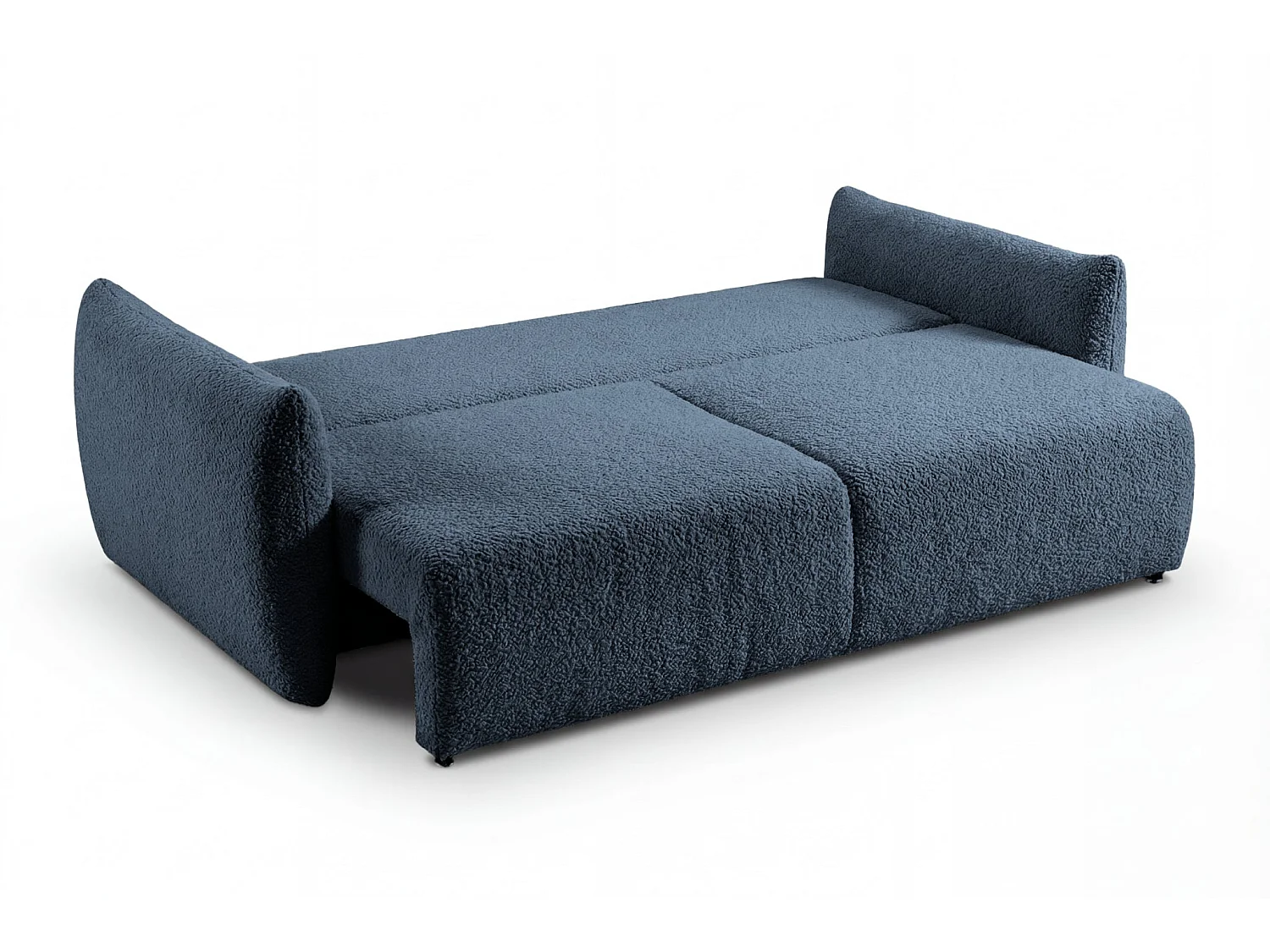 ELIO - Canapé convertible tissu bouclette 3 places Bleu