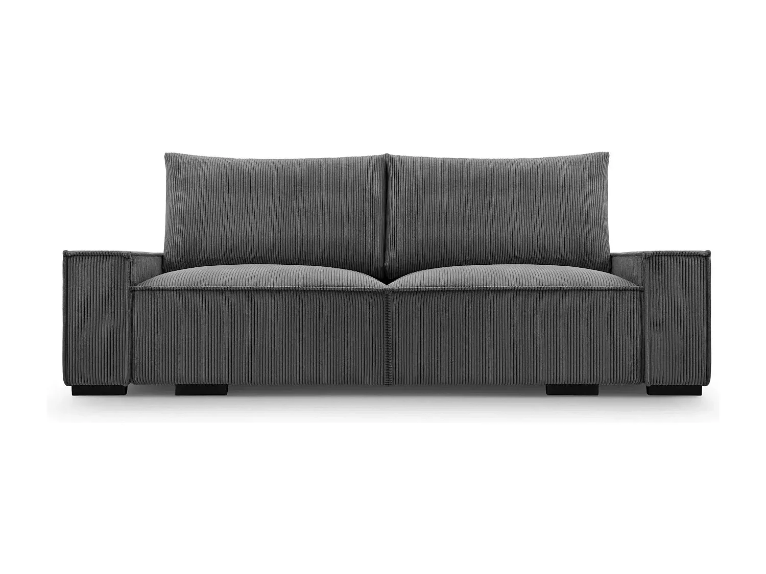 CLARY - Canapé droit convertible velours côtelé 2 places - Gris foncé