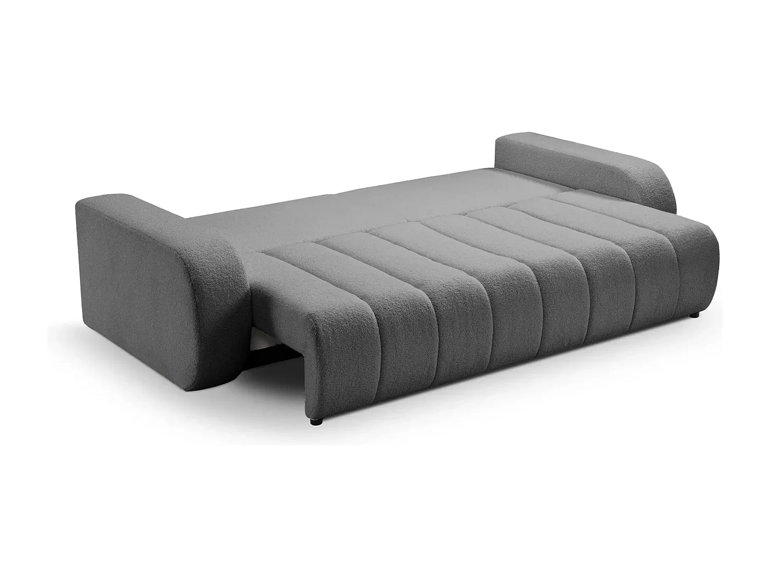 CELESTE - Canapé droit convertible tissu bouclette 3 places - Gris