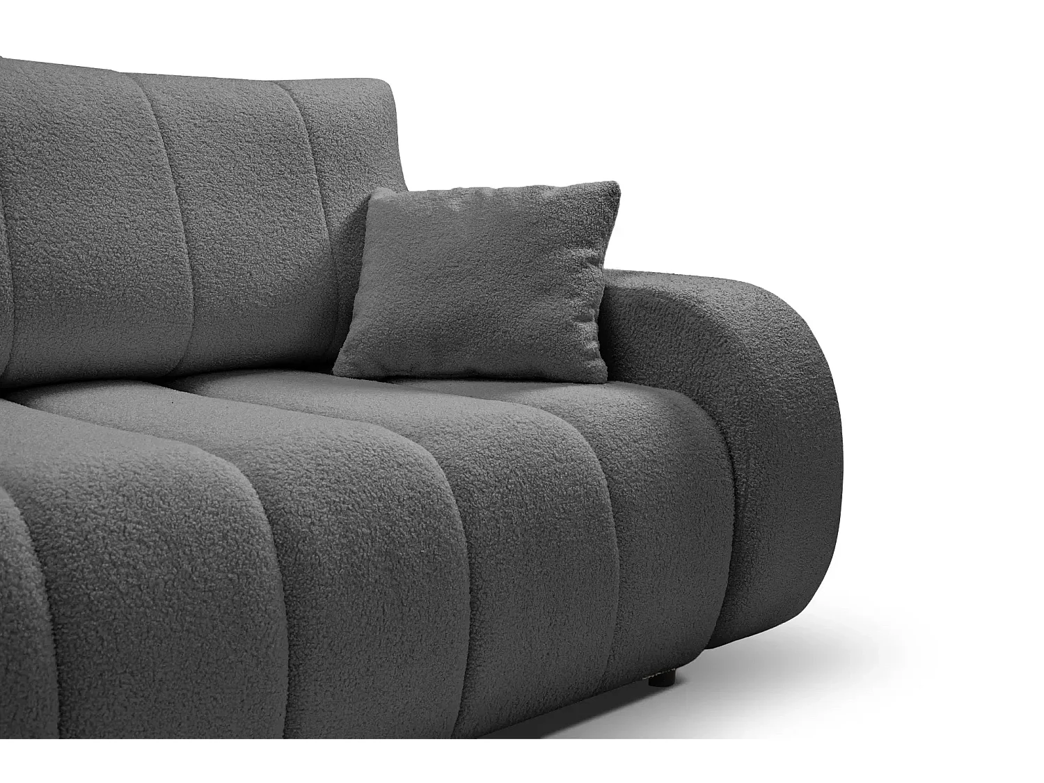 CELESTE - Canapé droit convertible tissu bouclette 3 places - Gris