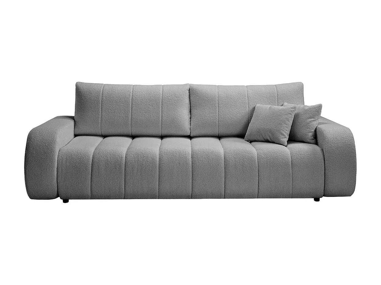 CELESTE - Canapé droit convertible tissu bouclette 3 places - Gris