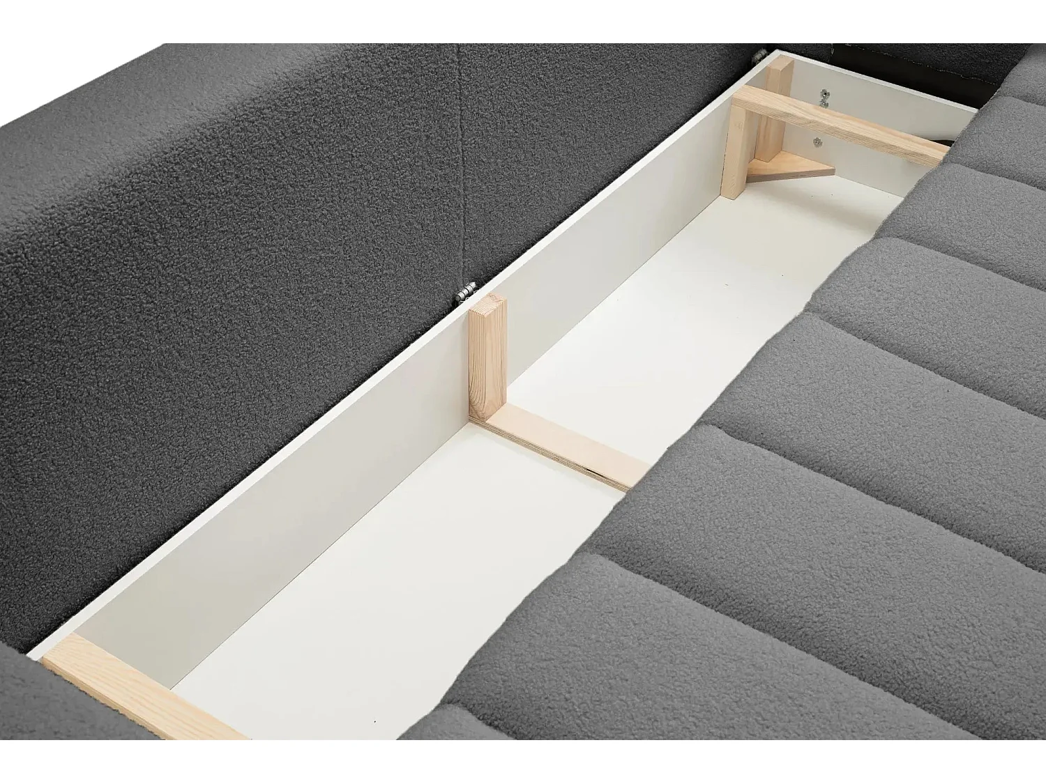 CELESTE - Canapé droit convertible tissu bouclette 3 places - Gris