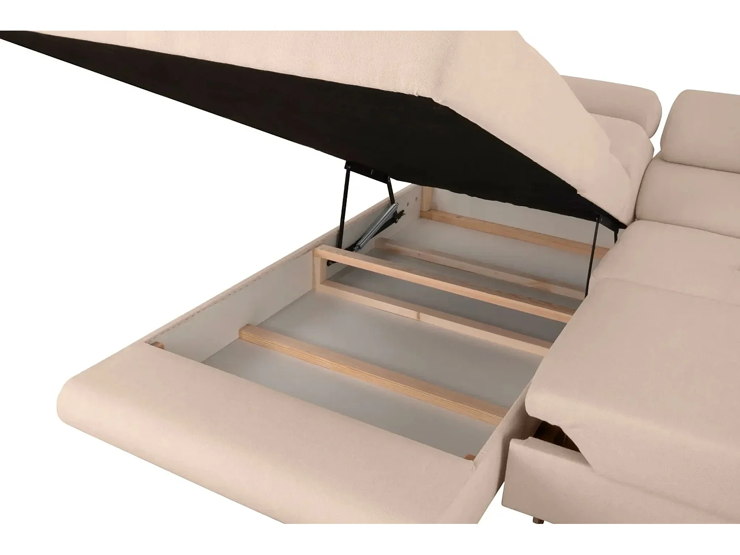 CHARLIE L - Canapé d'angle convertible tissu lisse 4 places - Café - Droit