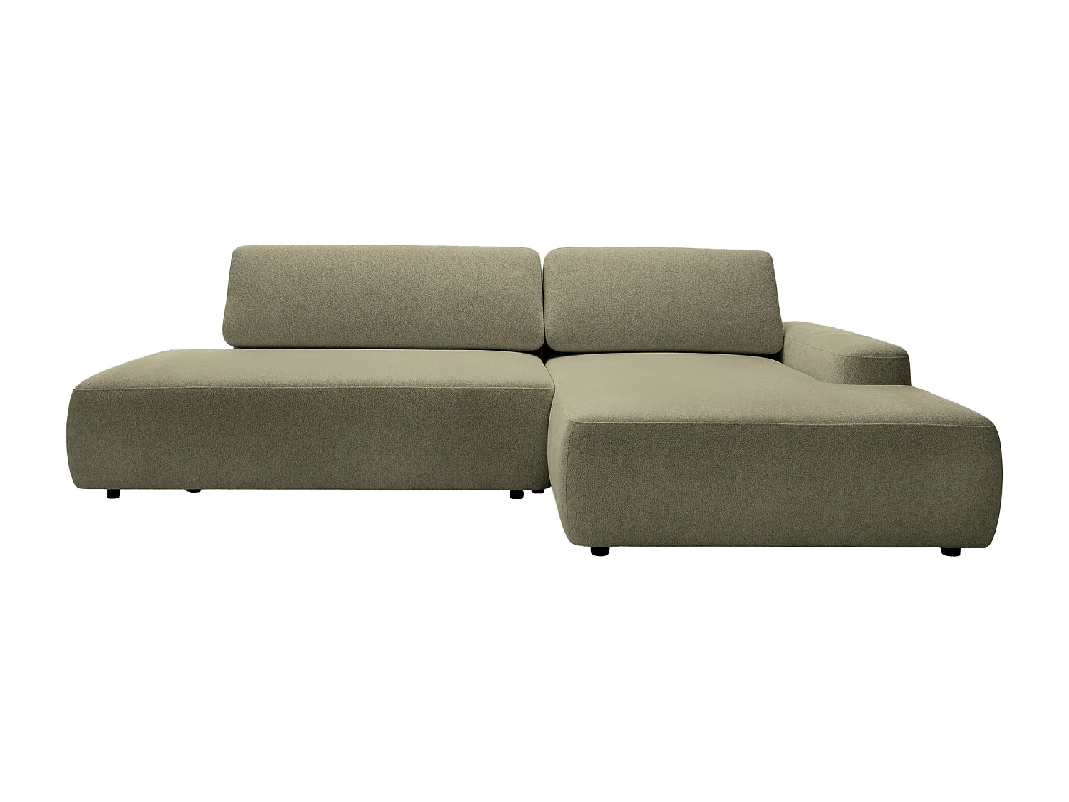 IVY O - Canapé d'angle convertible coffre tissu chiné 3 places - Vert olive - Droit