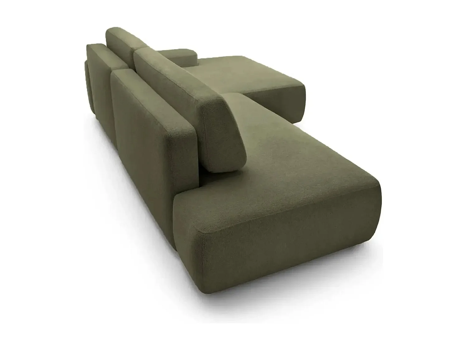 IVY O - Canapé d'angle convertible coffre tissu chiné 3 places - Vert olive - Droit