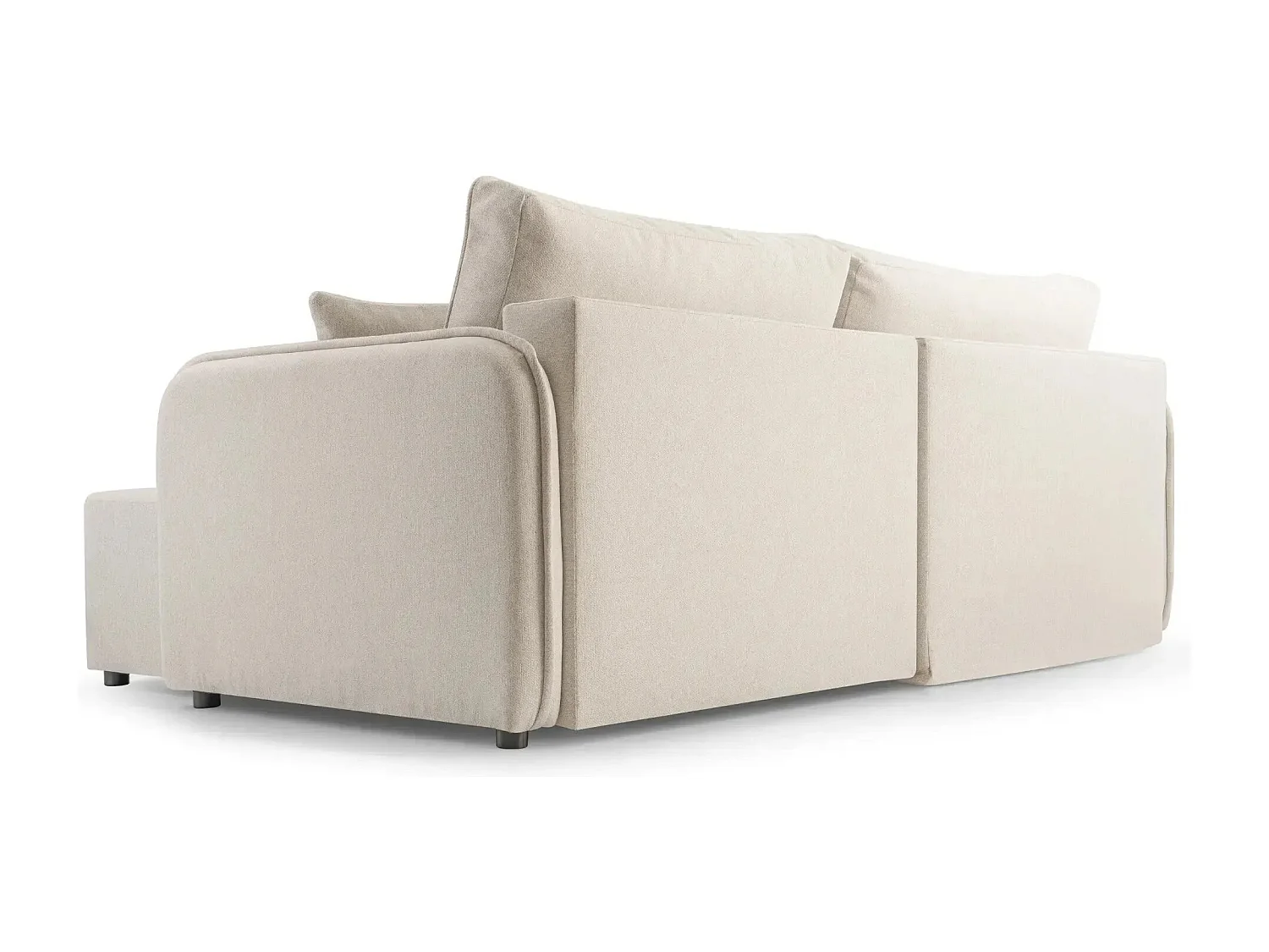 BONNIE - Canapé d'angle convertible tissu lisse 3 places - Beige - Gauche