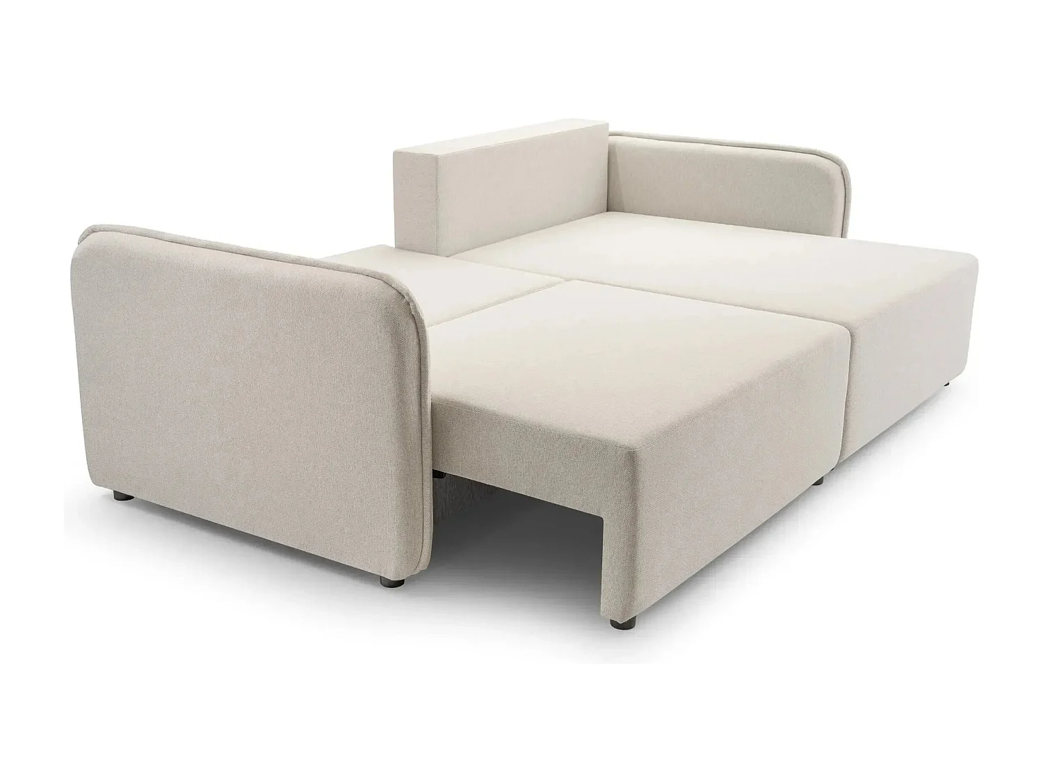 BONNIE - Canapé d'angle convertible tissu lisse 3 places - Beige - Gauche