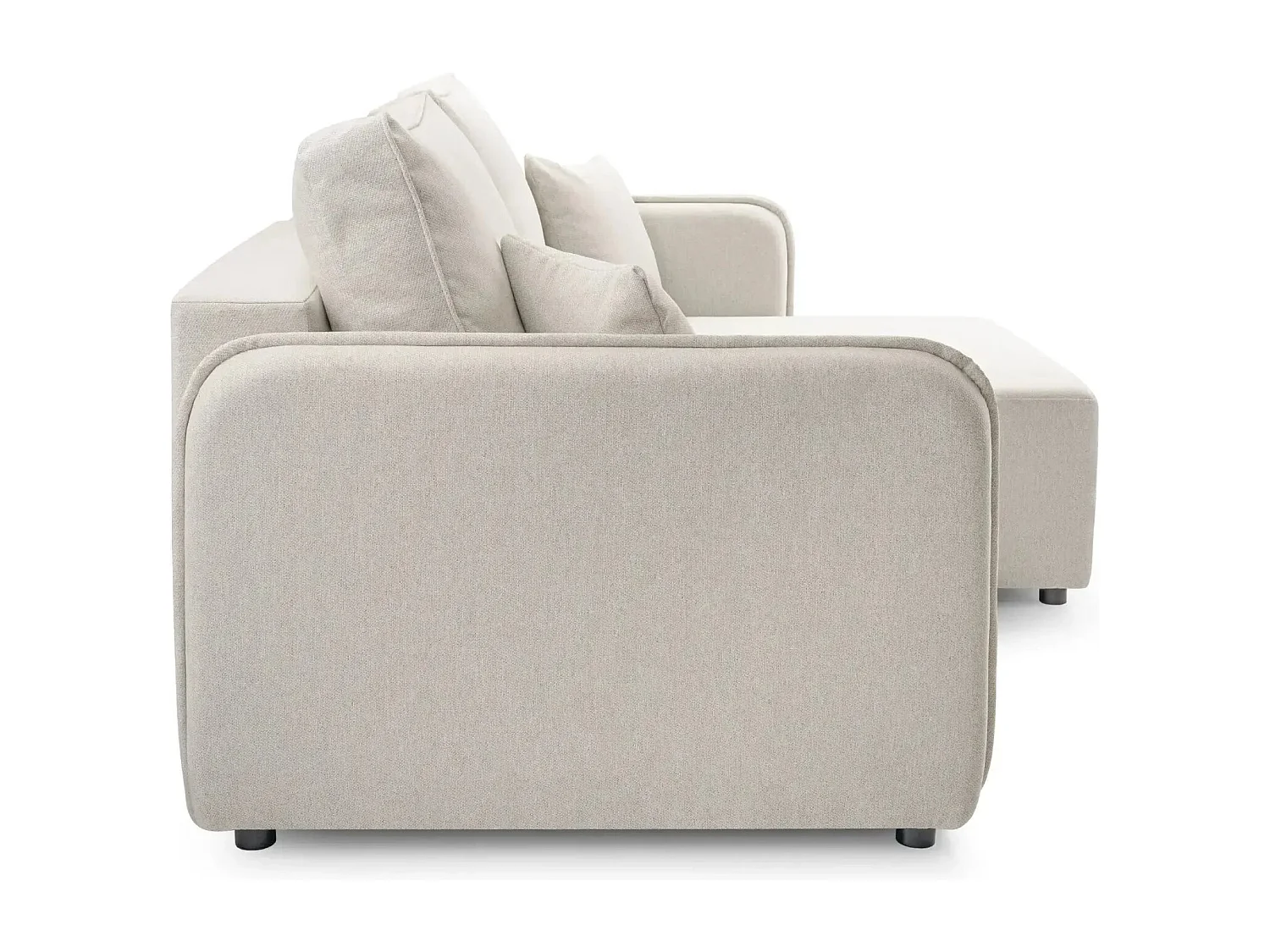 BONNIE - Canapé d'angle convertible tissu lisse 3 places - Beige - Gauche