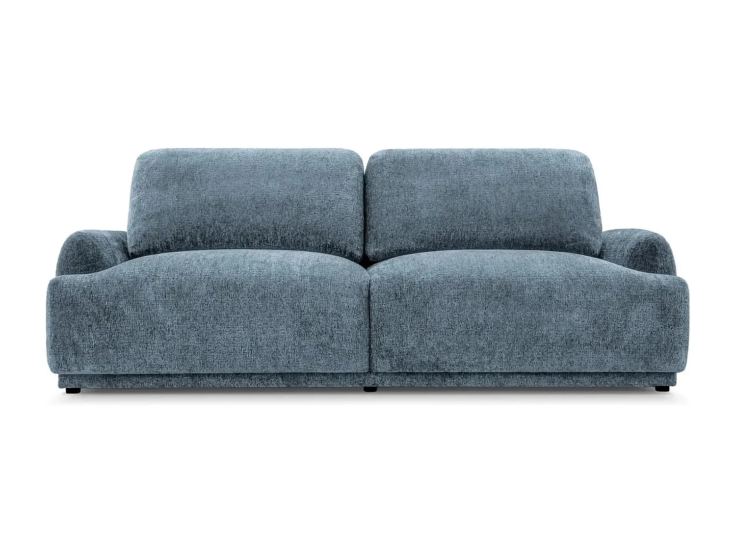 CLAUDIA - Canapé droit convertible tissu chenille 3 places - Bleu