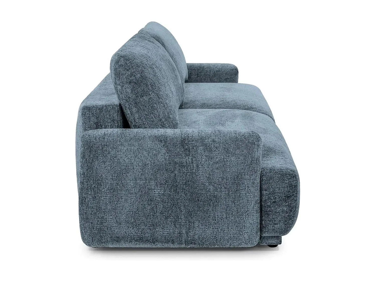 CLAUDIA - Canapé droit convertible tissu chenille 3 places - Bleu