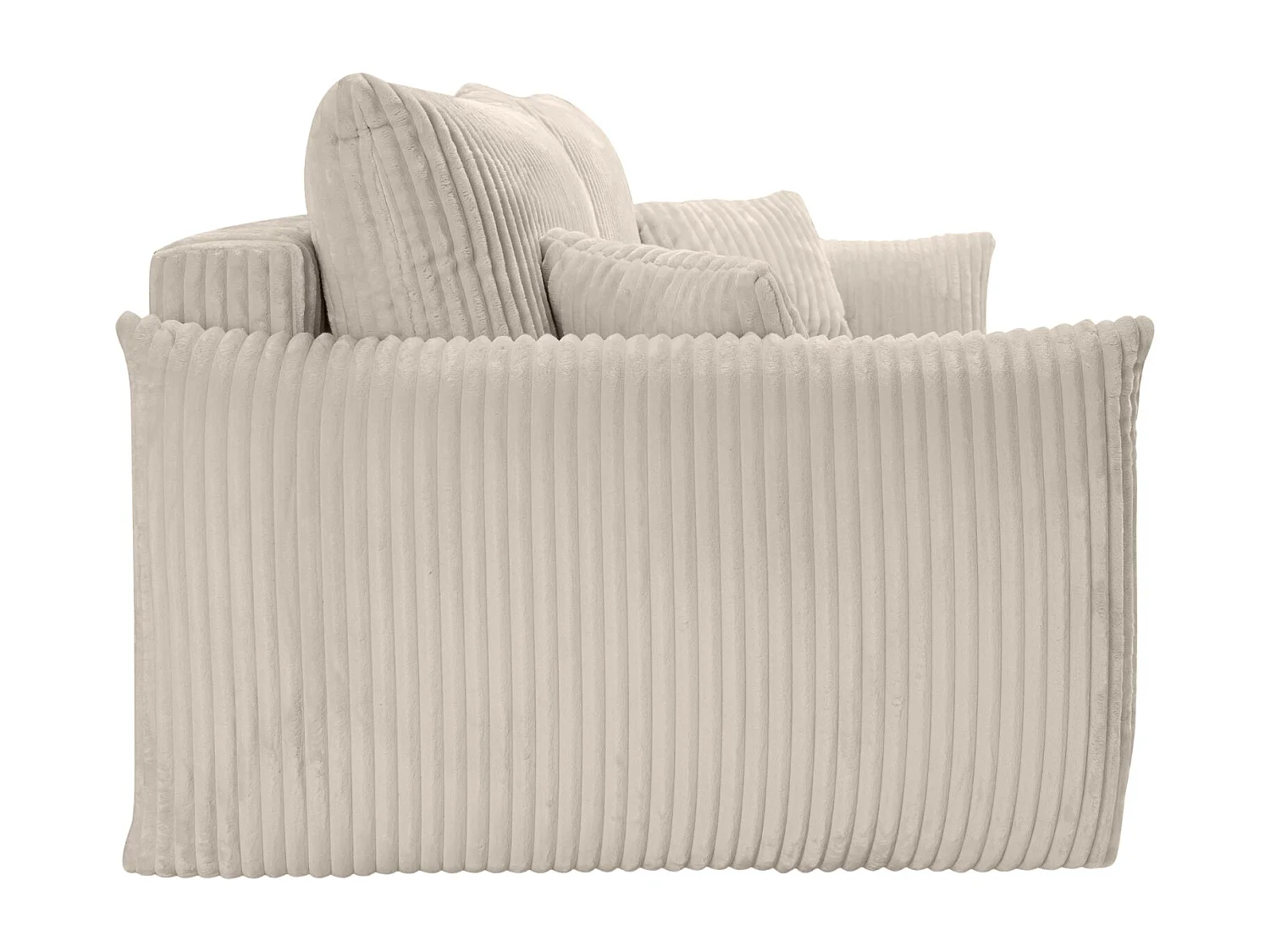 ELIO - Canapé droit convertible gros velours côtelé 3 places - Beige