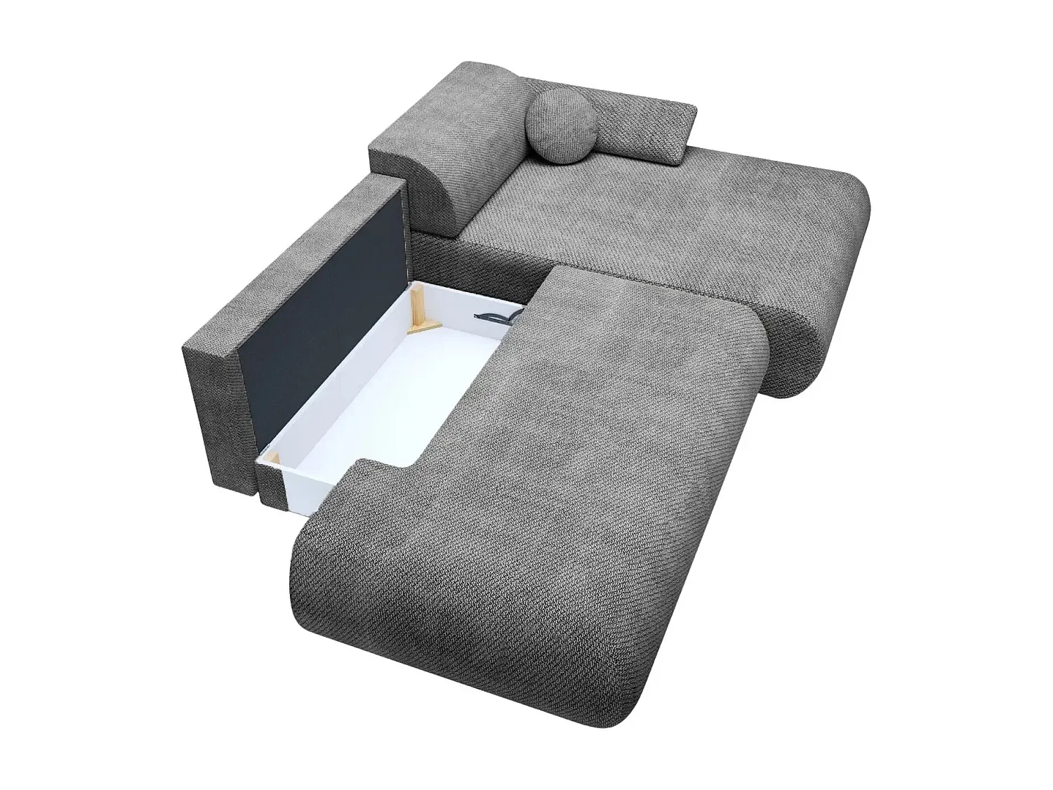 LEVI - Canapé d'angle convertible tissu lisse 3 places - Gris foncé - Droit