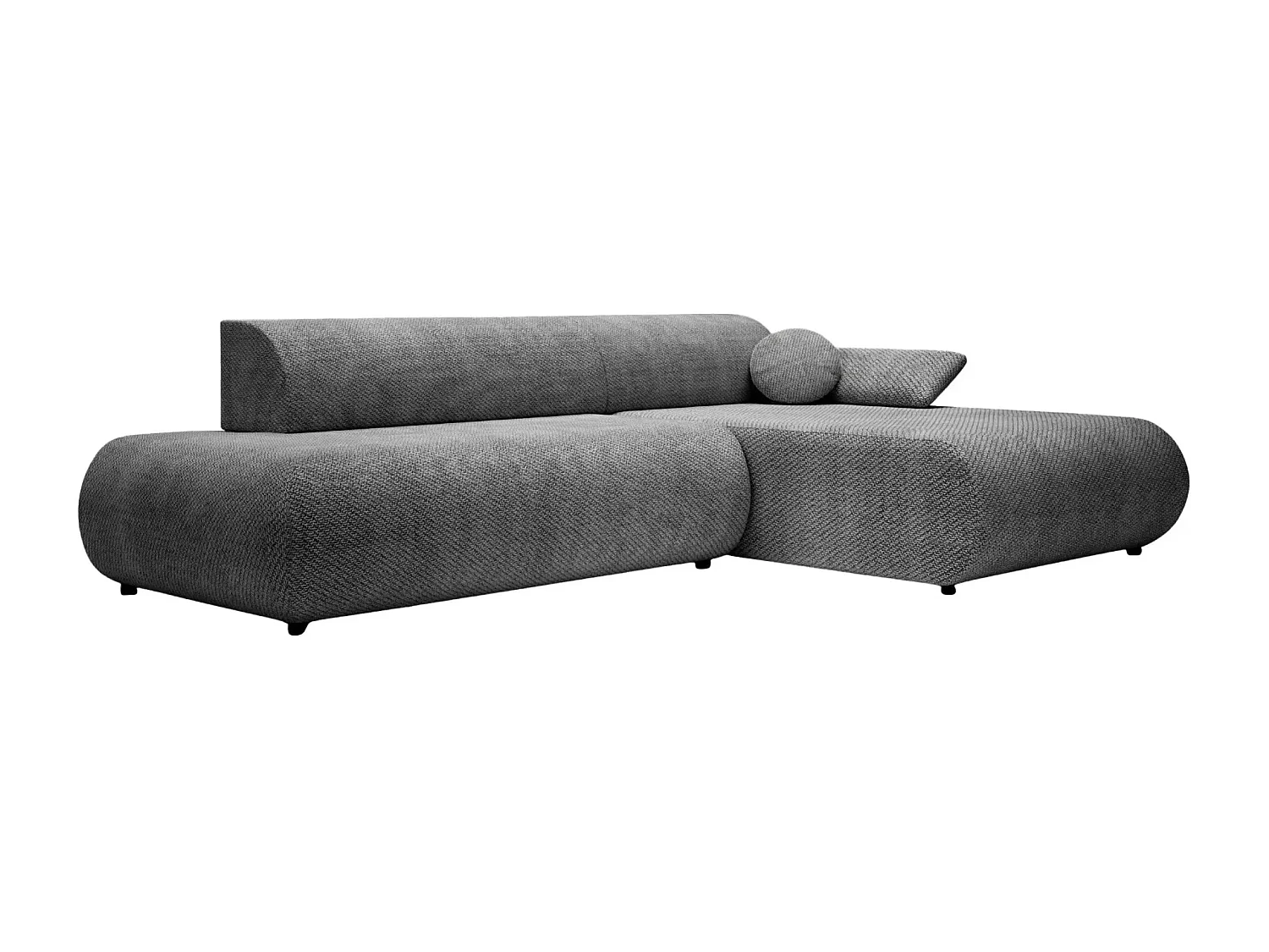 LEVI - Canapé d'angle convertible tissu lisse 3 places - Gris foncé - Droit